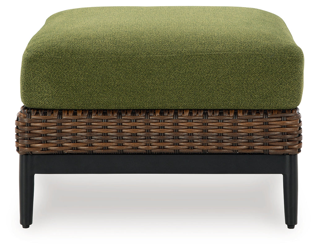 Horizon Hall Brown/Green Ottoman with Cushion