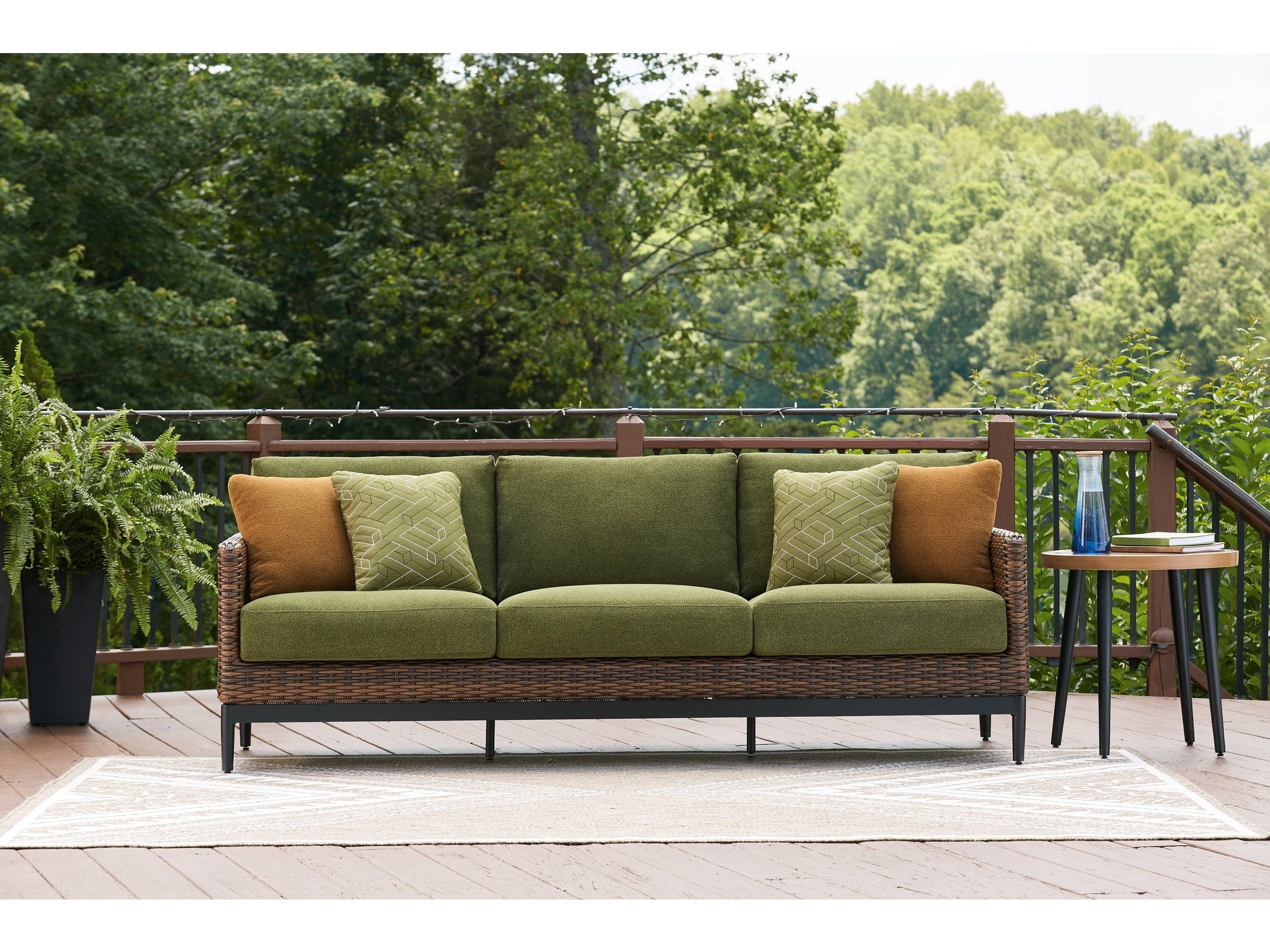 Horizon Hall Brown/Green Sofa with Cushion