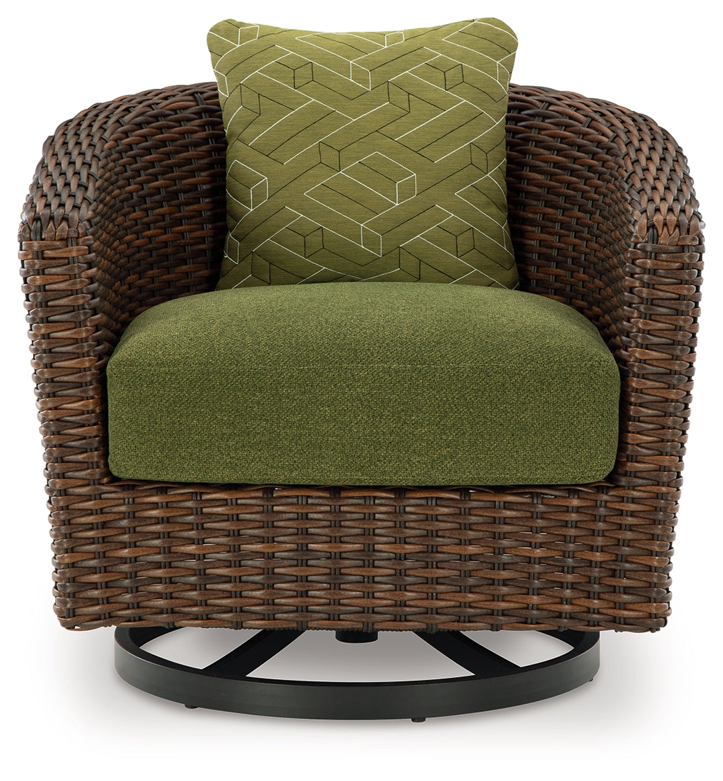 Horizon Hall Outdoor Sofa, 2 Lounge Chairs, Ottoman and Coffee Table, Brown