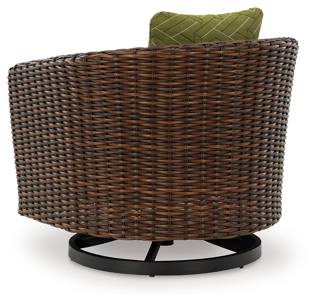 Horizon Hall Outdoor Sofa, 2 Lounge Chairs, Ottoman and Coffee Table, Brown