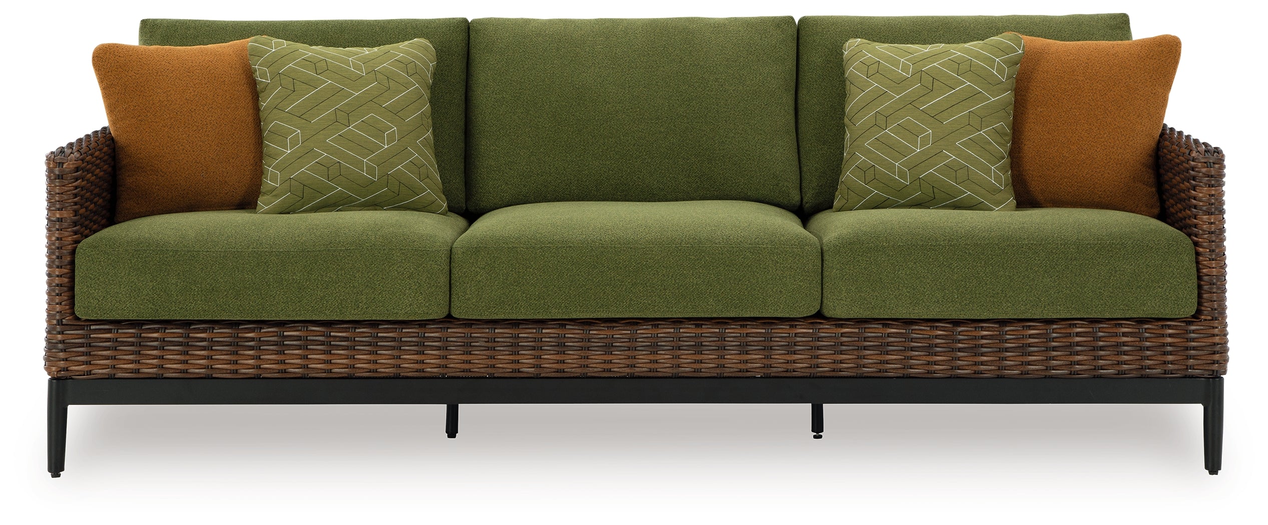 Horizon Hall Outdoor Sofa, 2 Lounge Chairs, Ottoman and Coffee Table, Brown