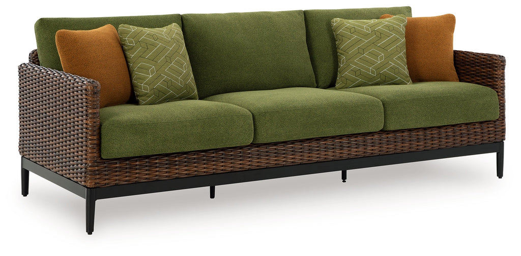 Horizon Hall Outdoor Sofa, 2 Lounge Chairs, Ottoman and Coffee Table, Brown