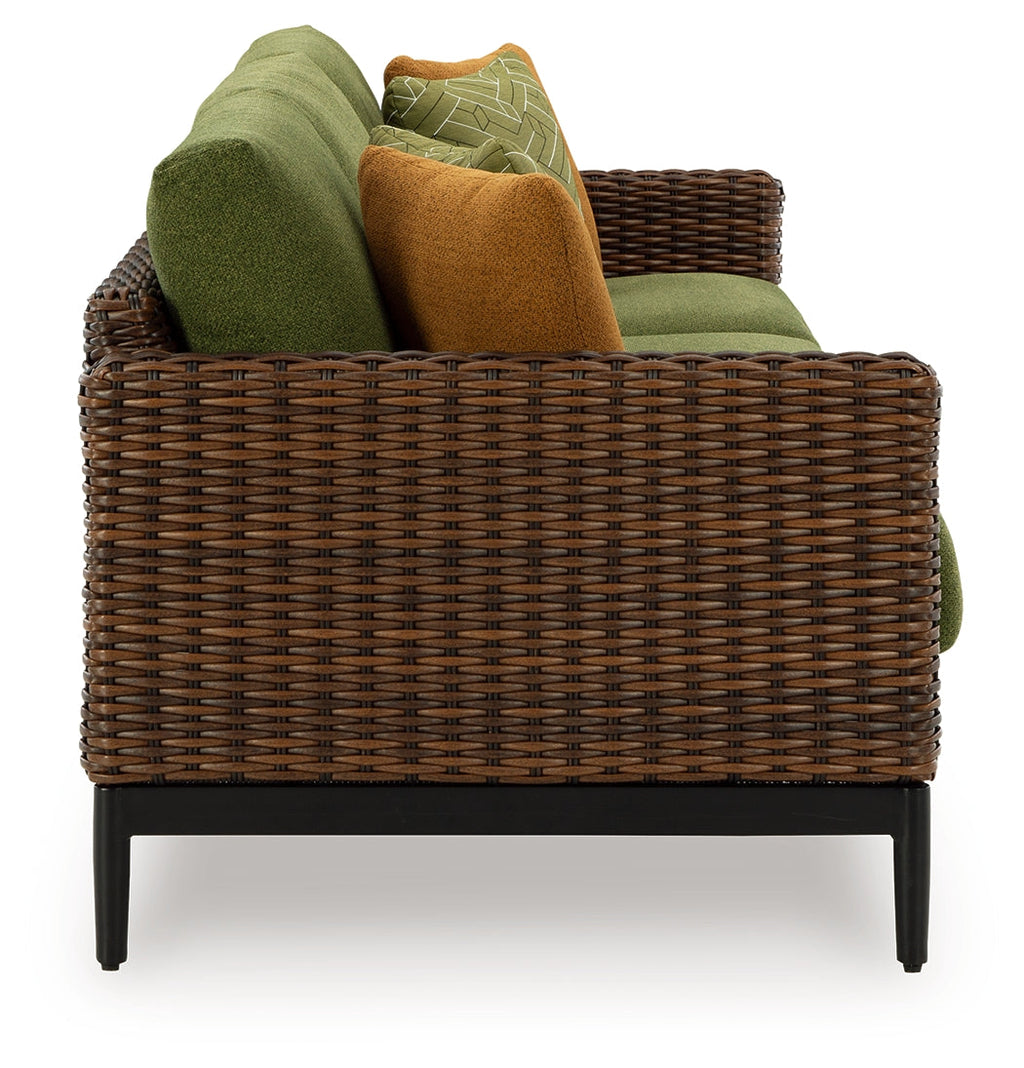 Horizon Hall Outdoor Sofa, 2 Lounge Chairs, Ottoman and Coffee Table, Brown