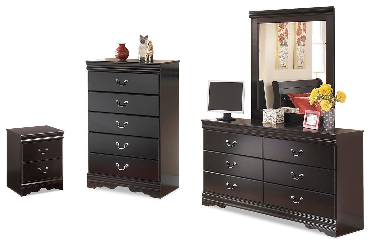 Huey Vineyard Dresser, Mirror, Chest and Nightstand, Black