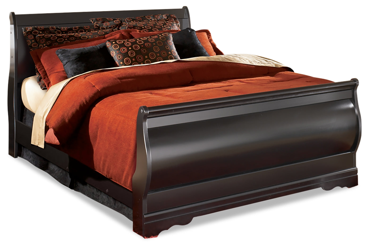 Huey Vineyard Black Full Sleigh Bed & Chest & 2 Nightstands