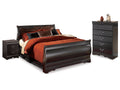 Huey Vineyard Black Full Sleigh Bed & Chest & 2 Nightstands