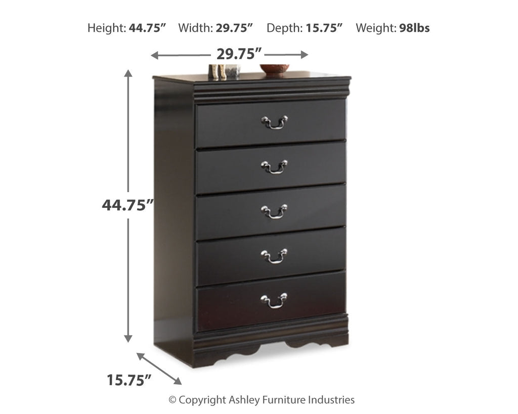 Huey Vineyard Black Full Sleigh Bed & Chest & 2 Nightstands
