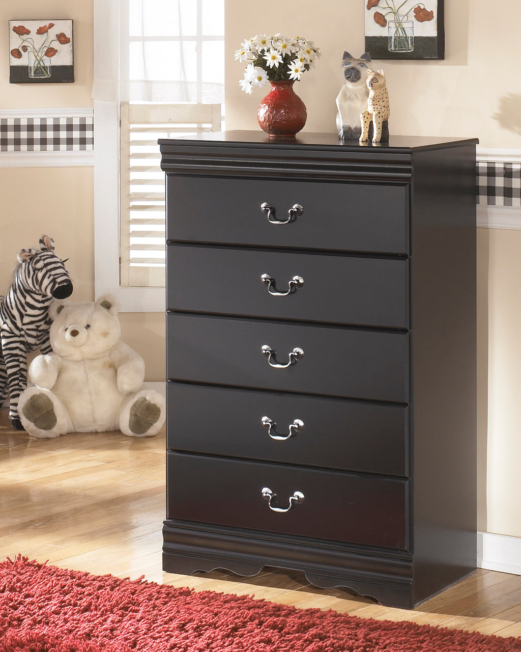 Huey Vineyard Twin Sleigh Bedroom Set, Black