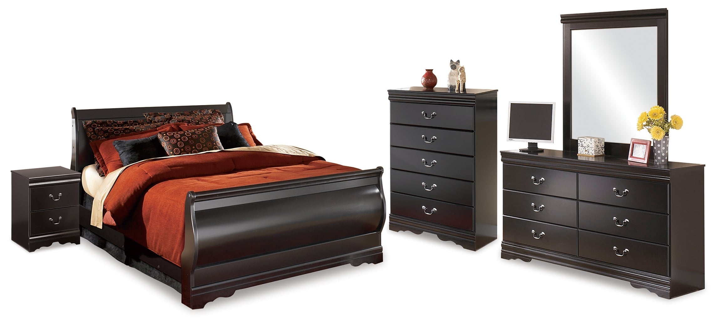 Huey Vineyard Full Sleigh Bedroom Set, Black