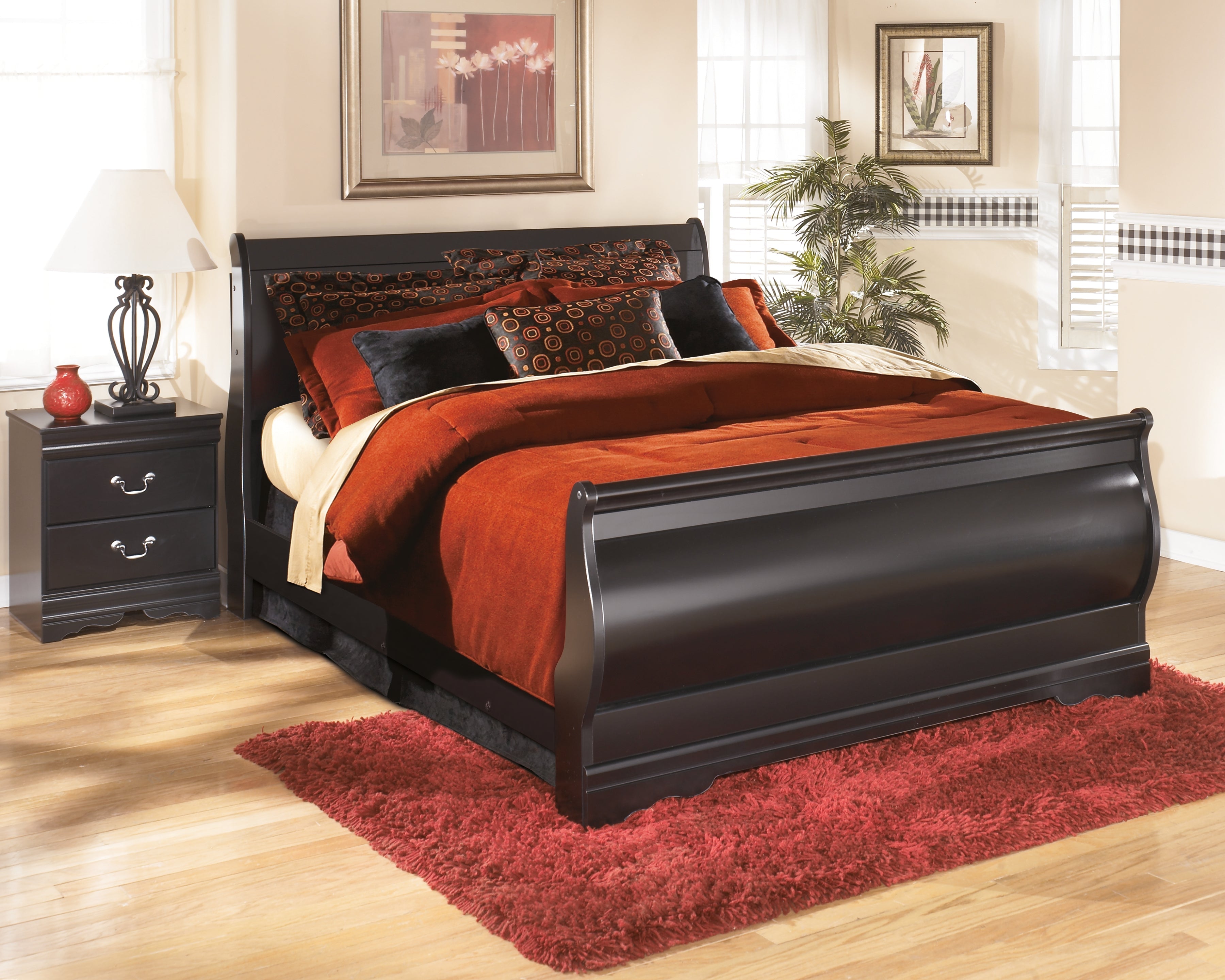 Huey Vineyard Full Sleigh Bedroom Set, Black