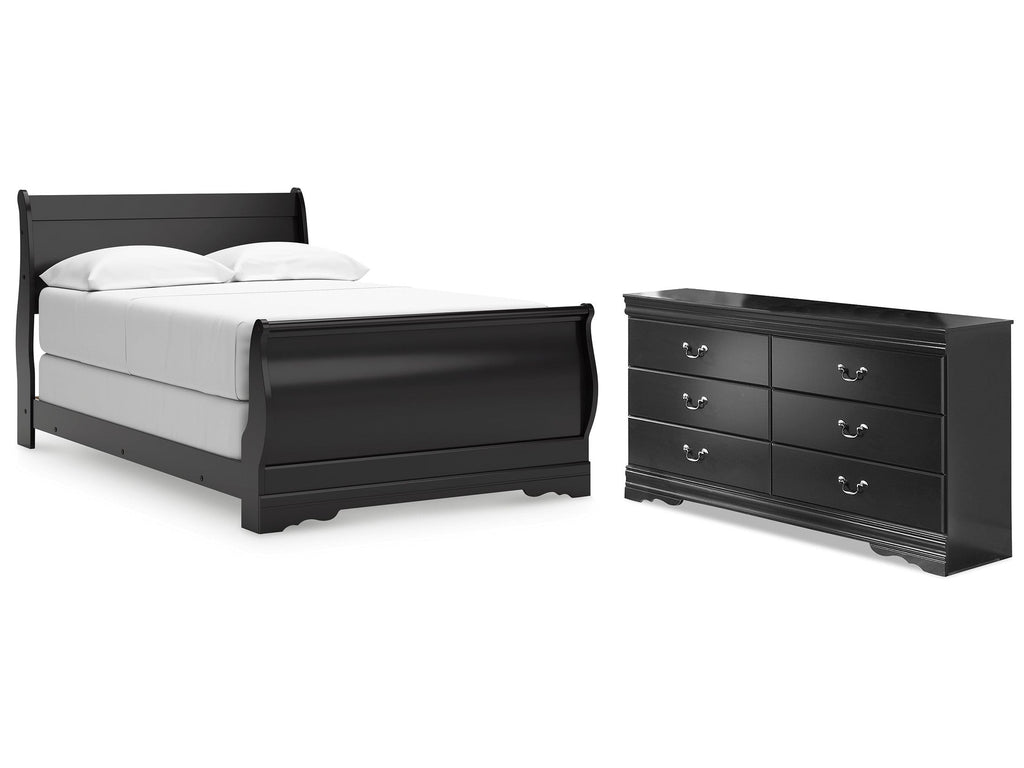 Huey Vineyard Black Full Sleigh Bedroom Set with Dresser