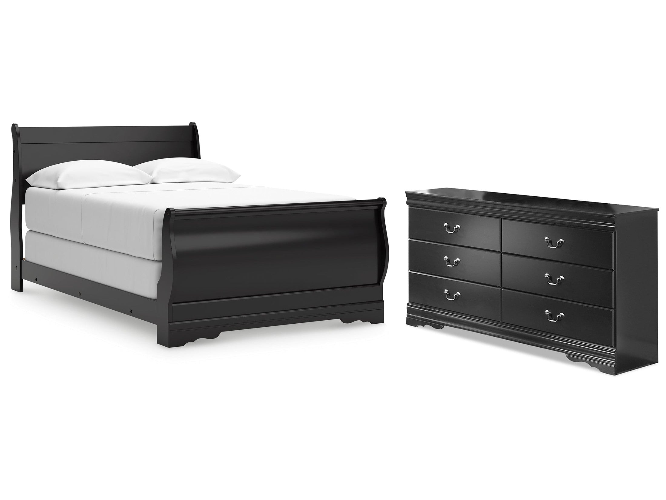 Huey Vineyard Black Full Sleigh Bedroom Set with Dresser