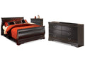 Huey Vineyard Black Queen Sleigh Bed, Dresser and Chest