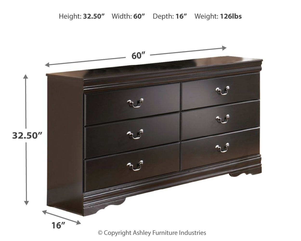 Huey Vineyard Black Queen Sleigh Bed, Dresser and Chest