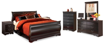 Huey Vineyard Queen Sleigh Bedroom Set, Black