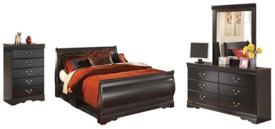 Huey Vineyard Queen Sleigh Bedroom Set, Black
