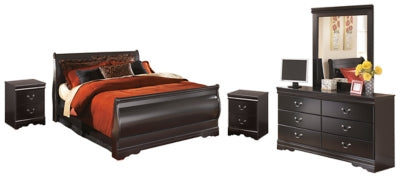 Huey Vineyard Queen Sleigh Bedroom Set, Black