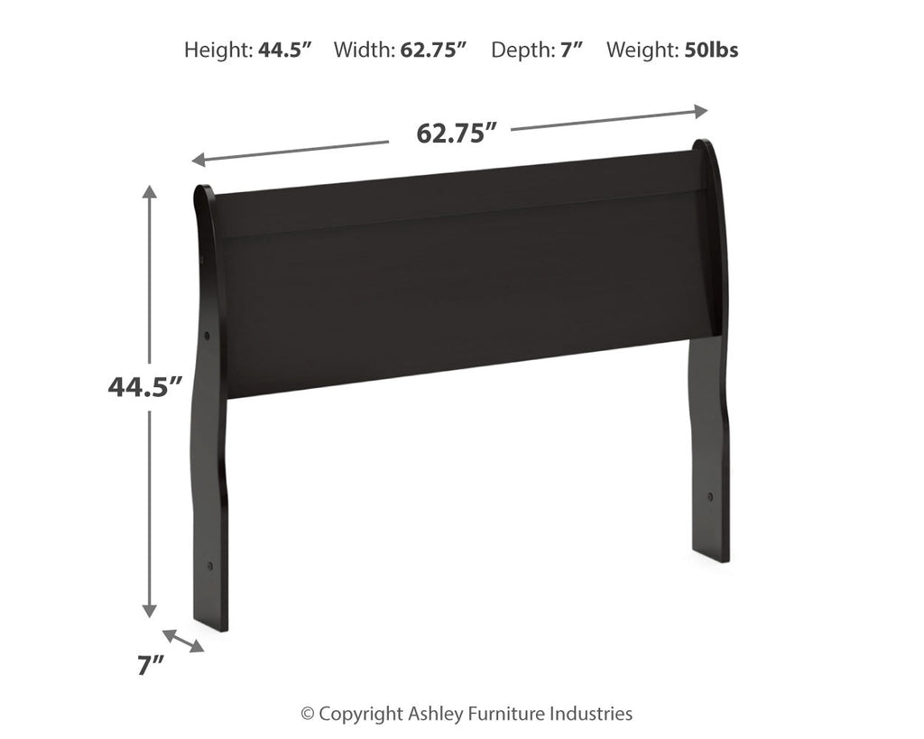 Huey Vineyard Queen Sleigh Headboard, Dresser, Mirror and Nightstand, Black