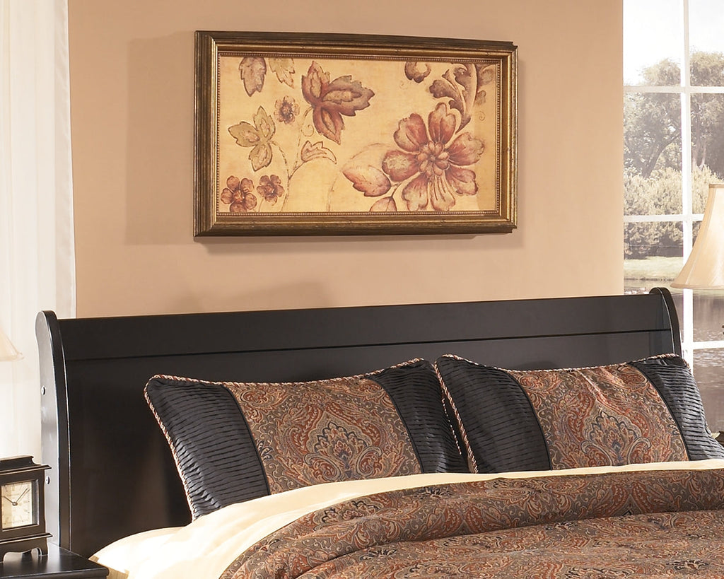 Huey Vineyard Queen Sleigh Headboard, Dresser, Mirror and Nightstand, Black
