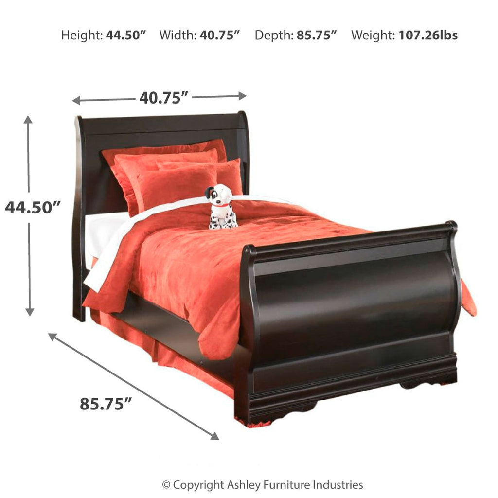 Huey Vineyard Black Twin Sleigh Bed