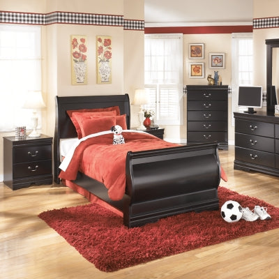 Huey Vineyard Black Twin Sleigh Bed