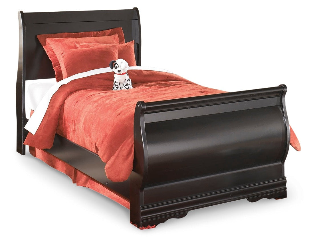 Huey Vineyard Twin Sleigh Bedroom Set, Black