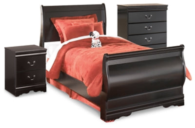 Huey Vineyard Twin Sleigh Bedroom Set, Black