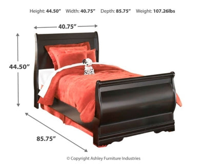 Huey Vineyard Twin Sleigh Bedroom Set, Black