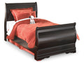 Huey Vineyard Black Twin Sleigh Bedroom Set with Nightstand