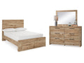 Hyanna Brown Full Panel Storage Bedroom Set, Tan