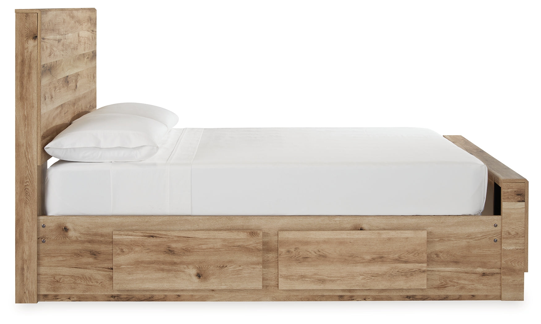 Hyanna Tan Brown Full Panel Youth Bed with 2 Side Storage