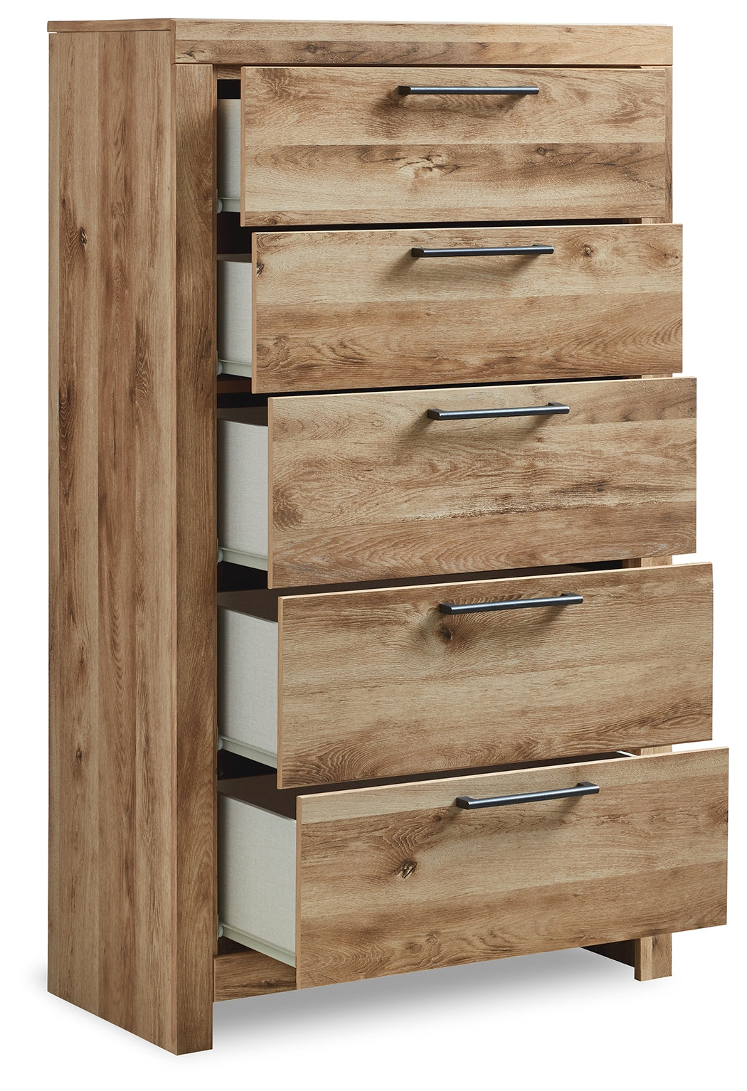 Hyanna Brown King Panel Headboard, Dresser, Mirror and Chest, Tan