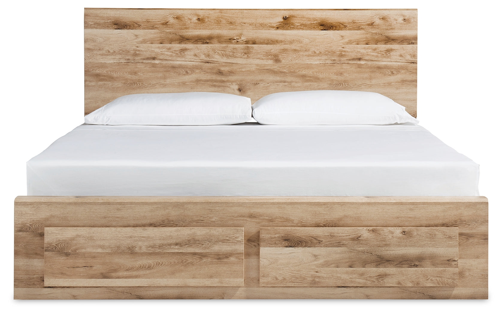 Hyanna Brown King Panel Storage Bed, Tan