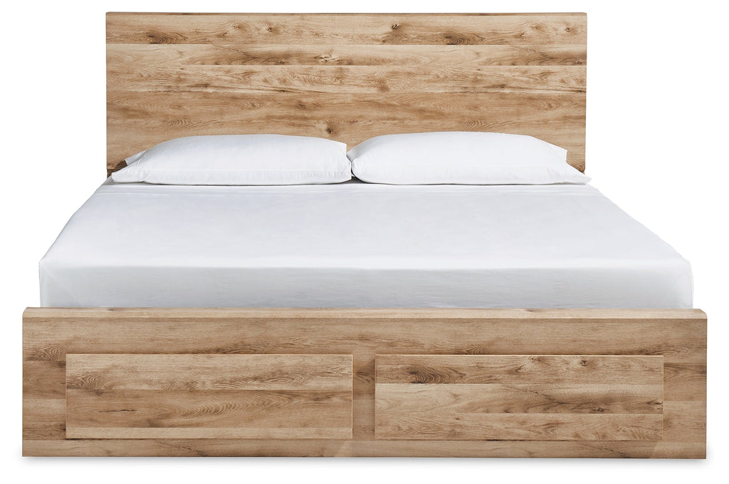 Hyanna Brown King Panel Storage Bedroom Set, Tan