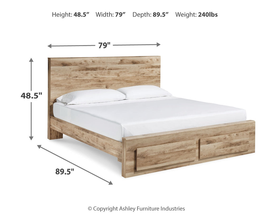 Hyanna Brown King Panel Storage Bedroom Set, Tan
