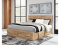 Hyanna Brown Queen Panel Storage Bed, Tan