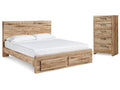 Hyanna Tan Brown Queen Panel Storage Bedroom Set with Chest