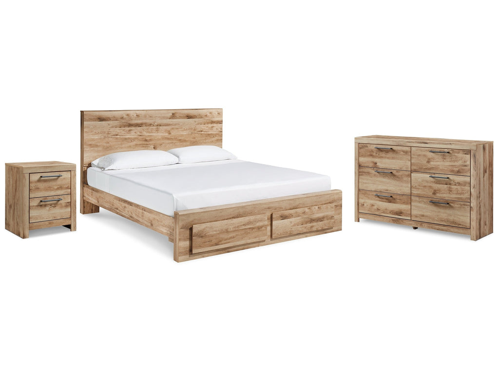 Hyanna Brown Queen Panel Storage Bedroom Set, Tan