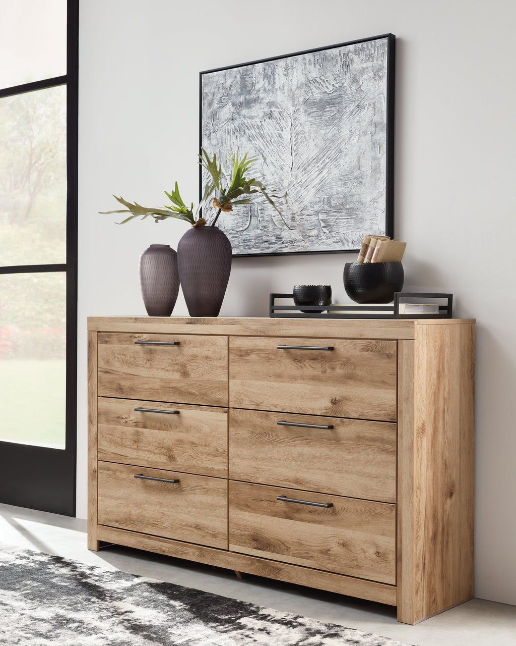 Hyanna Brown Queen Panel Storage Bedroom Set, Tan