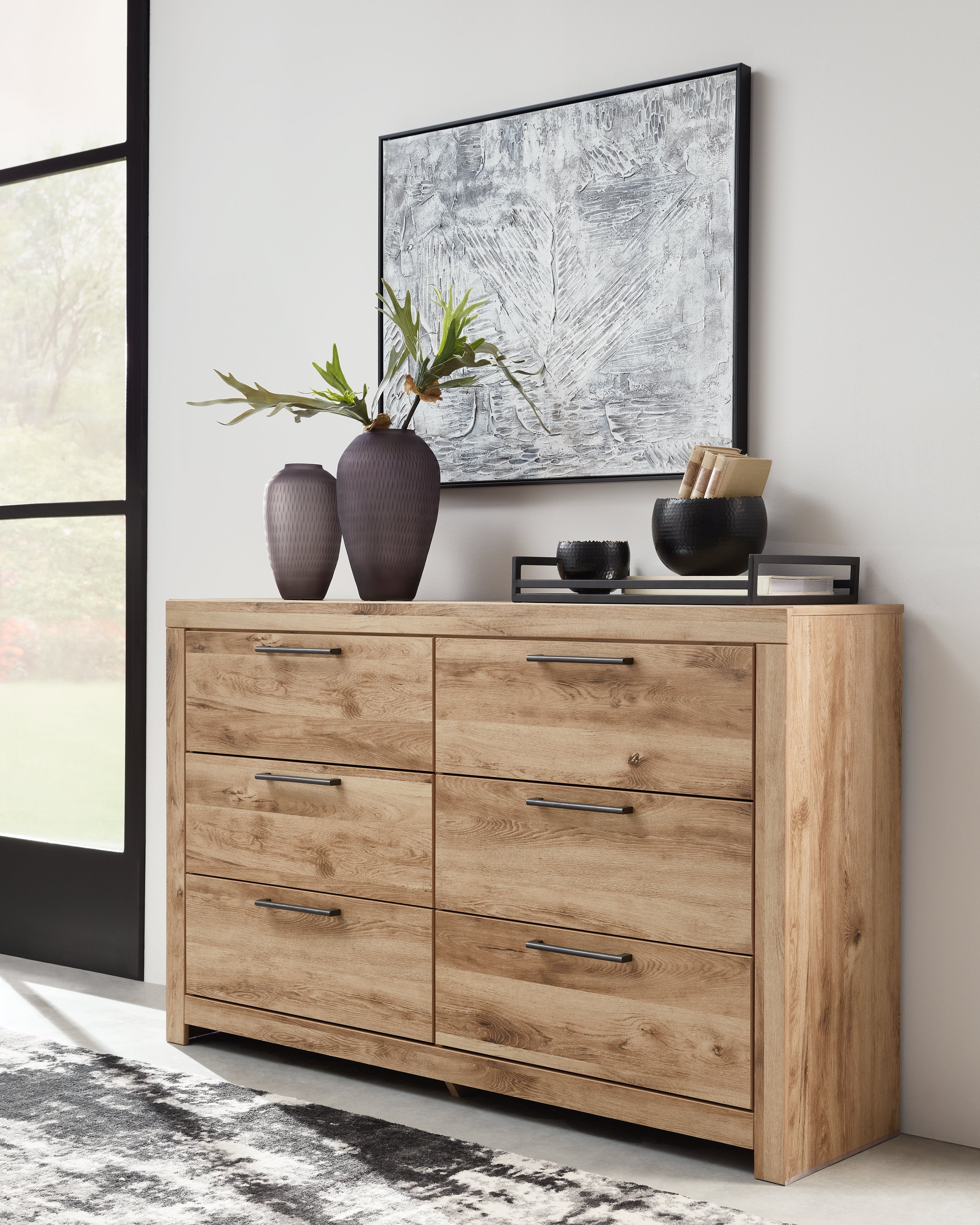 Hyanna Brown Queen Panel Storage Bedroom Set, Tan