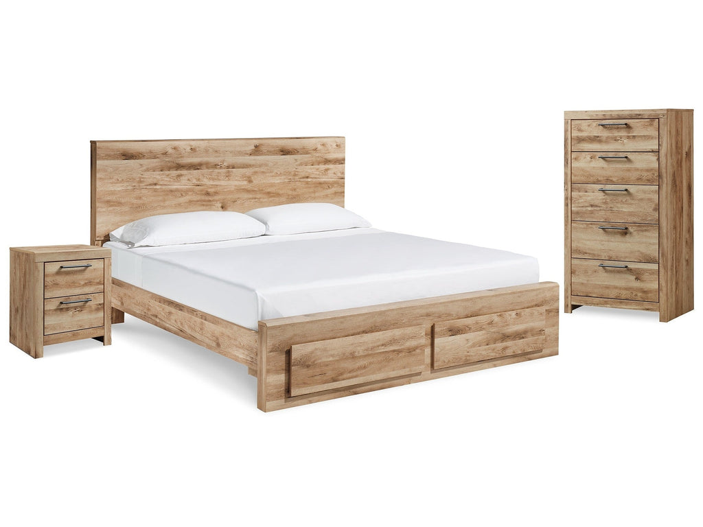 Hyanna Tan Brown Queen Storage Bedroom Set with Chest and Nightstand