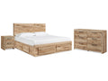 Hyanna Tan Brown Queen Storage Bedroom Set with Dresser and Nightstand