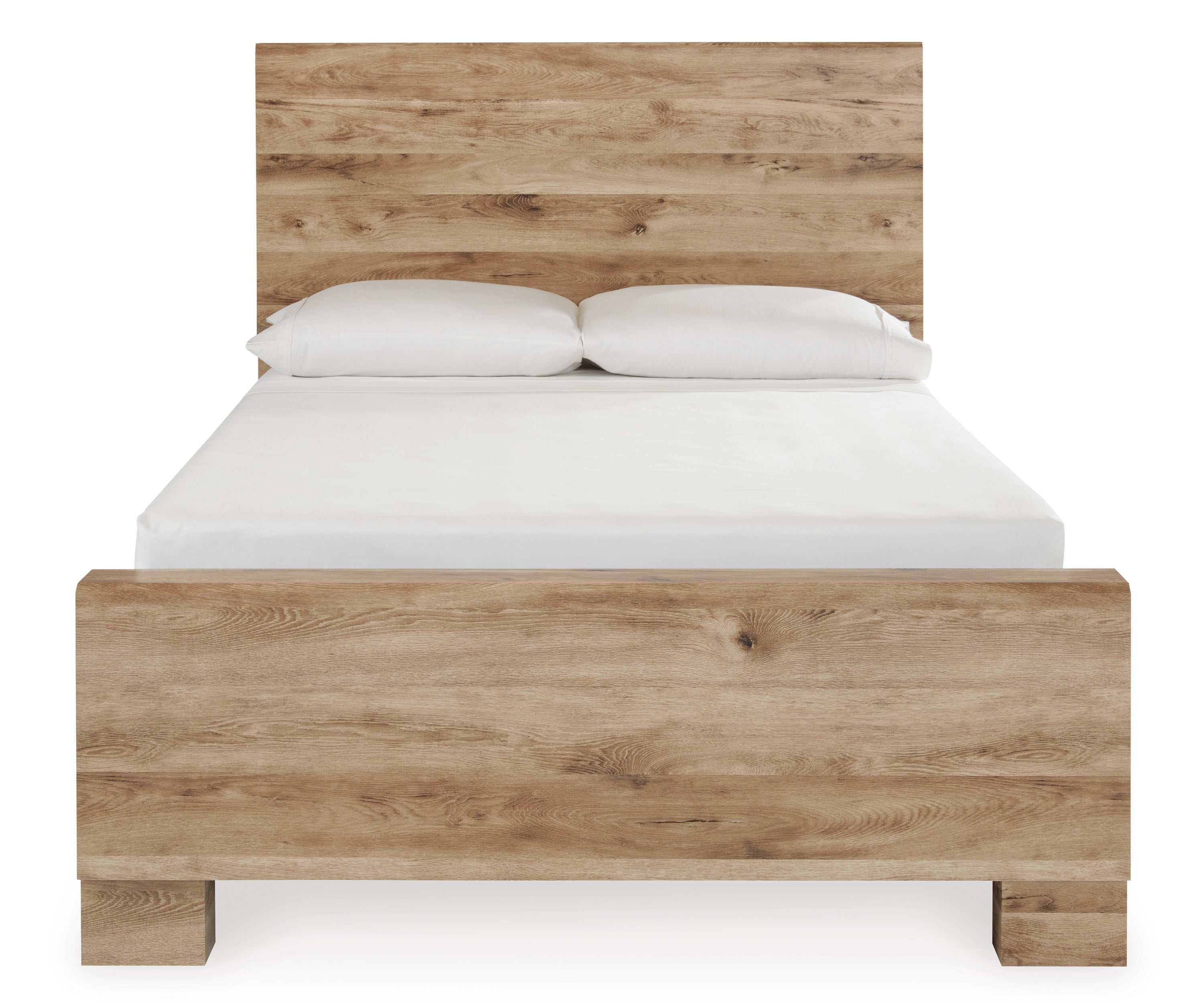 Hyanna Tan Brown Youth Full Youth Panel Bed with 1 Side Storage