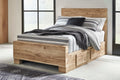 Hyanna Tan Brown Youth Full Youth Panel Bed with 1 Side Storage