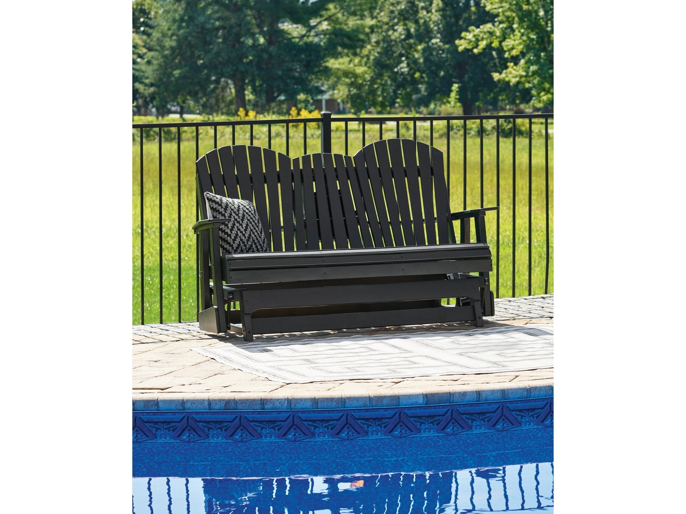 Hyland wave Black Outdoor Glider Loveseat
