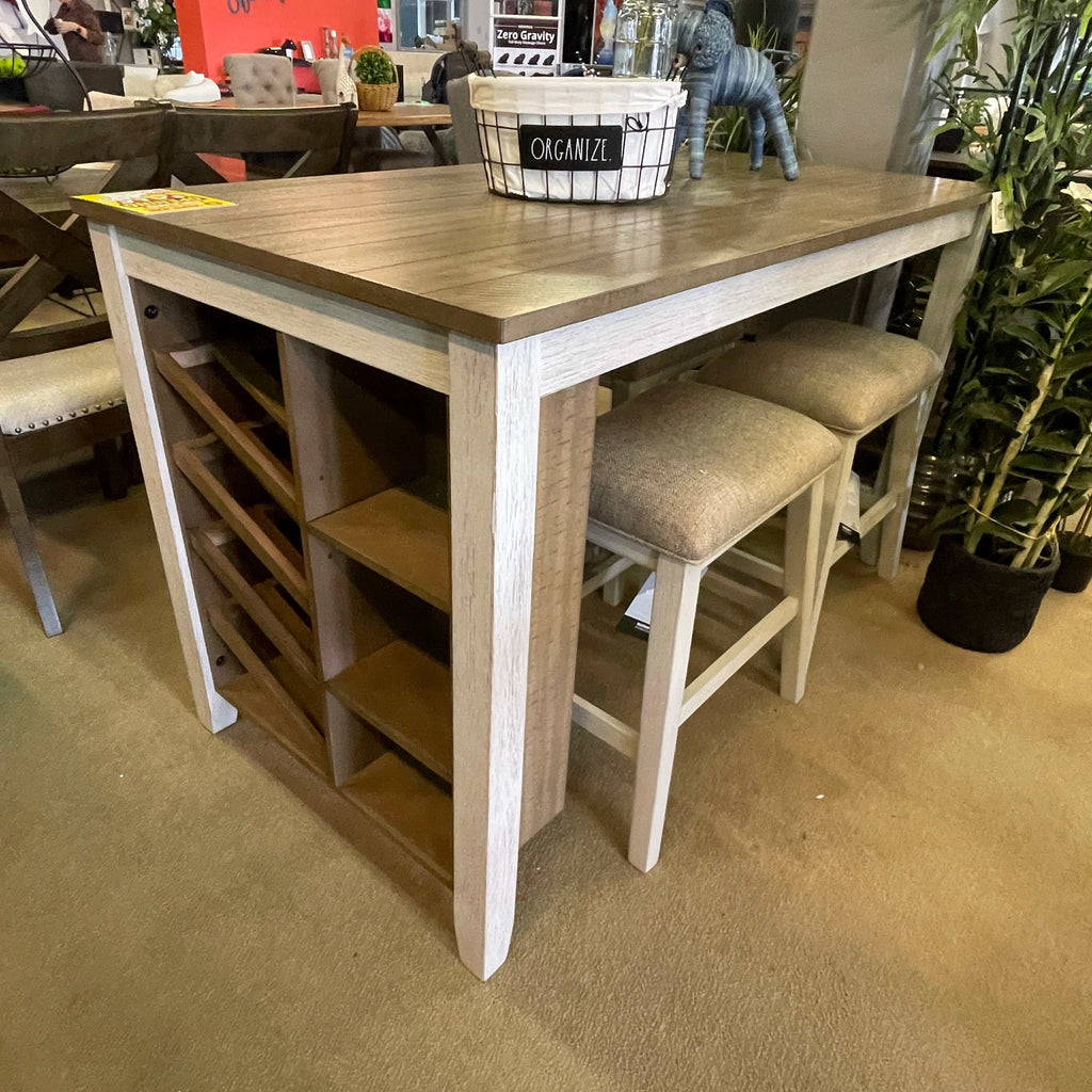 Skempton White/Light Brown Counter Height Dining Room Set / 5pc