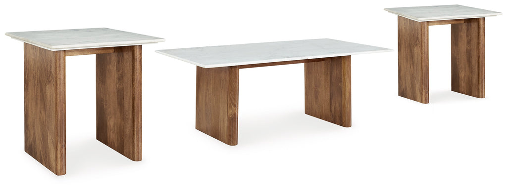 Isanti Brown/White Coffee Table and 2 End Tables