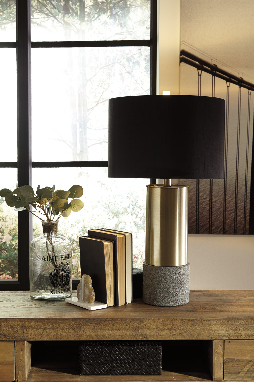 Jacek Gray/Brass Finish Table Lamp (Set of 2)