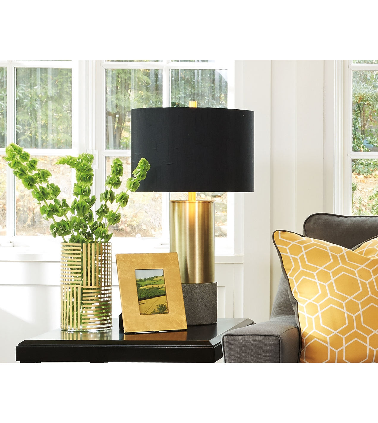 Jacek Gray/Brass Finish Table Lamp (Set of 2)