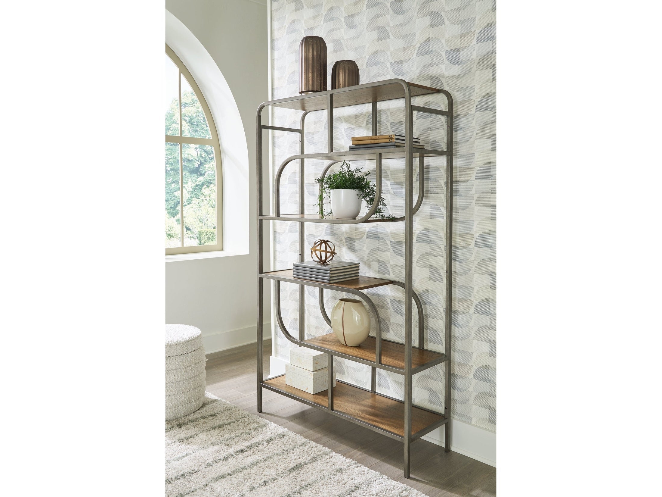 Jaddon Brown/Antique Silver Bookcase